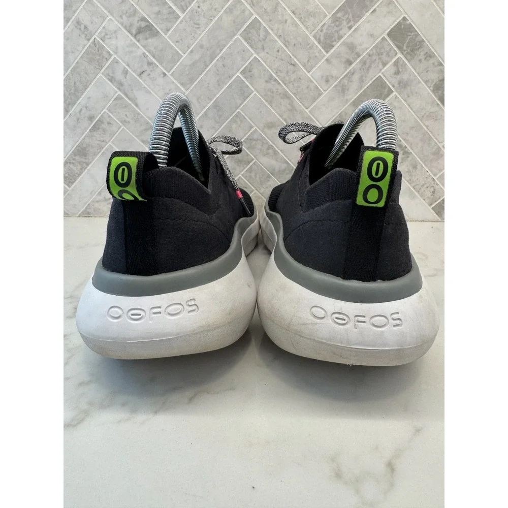 OOFOS Oomy Stride Recovery Sneakers Shoes Womens 8 Black White Comfort Lace Up